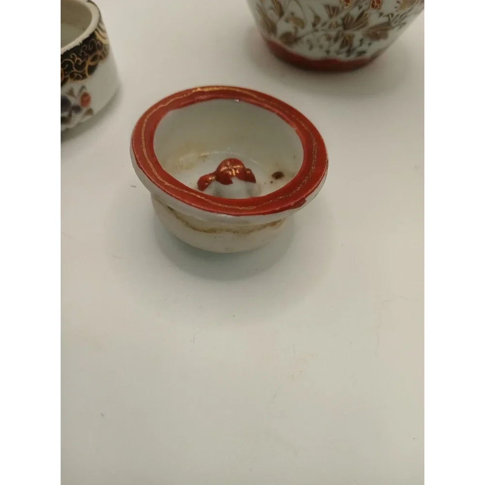 Vintage Kutani Japanese Hand Painted Lidded Ginger Jar 5
